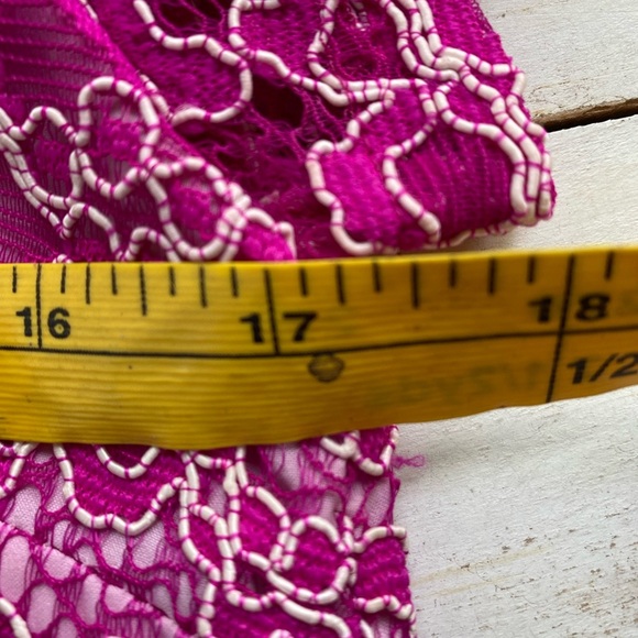 CeCe lace mini dress fun flirty sheath fuchsia pink Cynthia Steffe sz 2 EUC - Picture 10 of 13